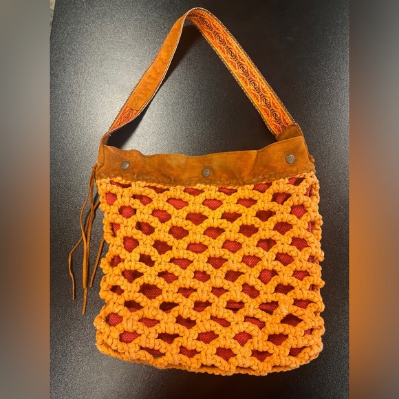 Lucky Brand Y2K Boho Macrame Leather Shoulder Bag - Picture 10 of 12